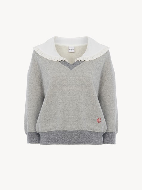 Collared jumper in chin&eacute; fleece