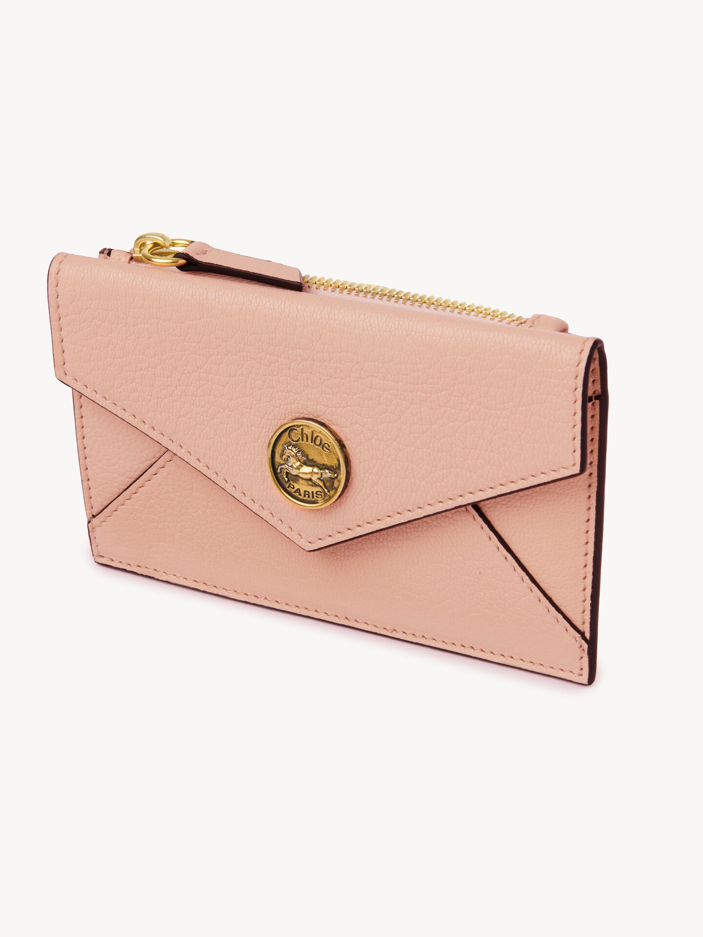 Small Envelope purse with card slots in grained leather - 3