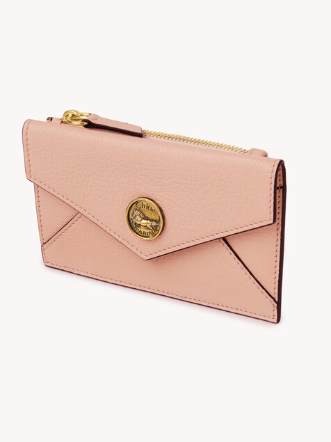 Small Envelope purse with card slots in grained leather