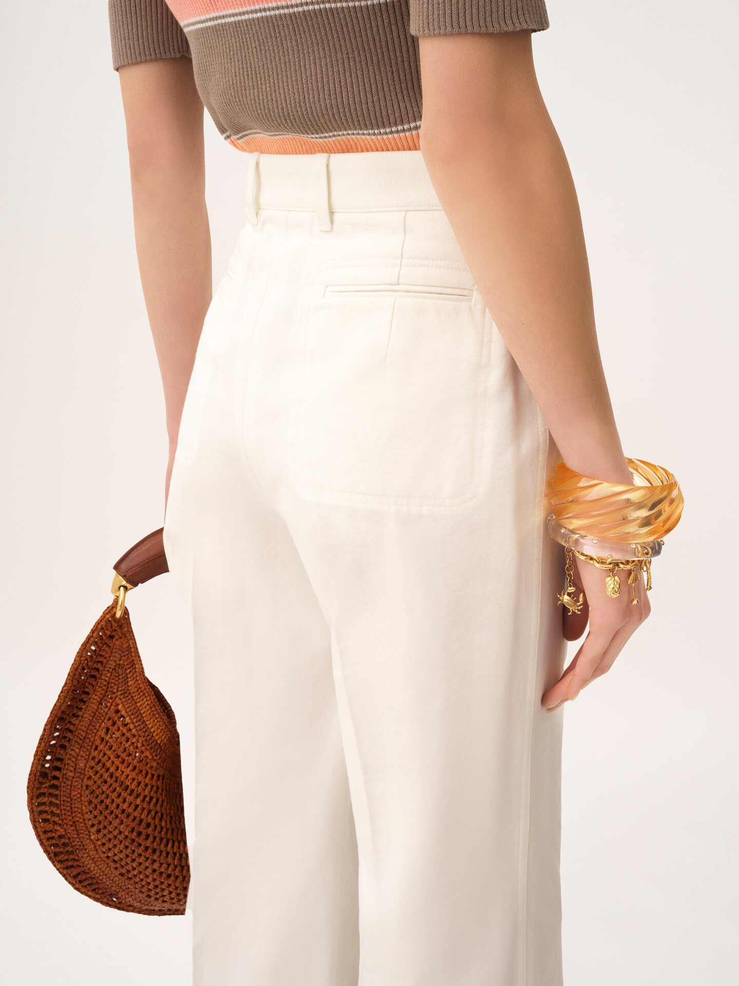 High-rise flared trousers in cotton canvas - 6
