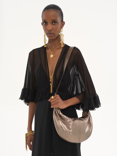 Small Bracelet Hobo bag in metallised leather