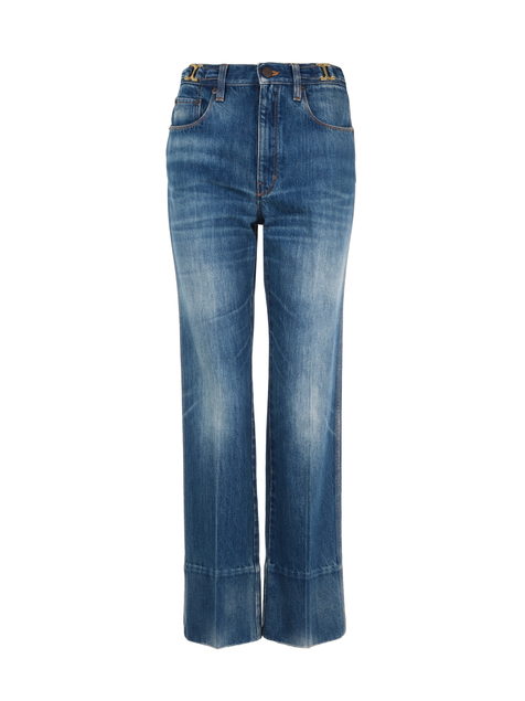 Straight cropped jeans in denim