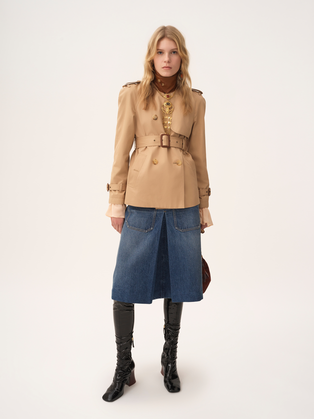 Knee-length skirt in denim - 7
