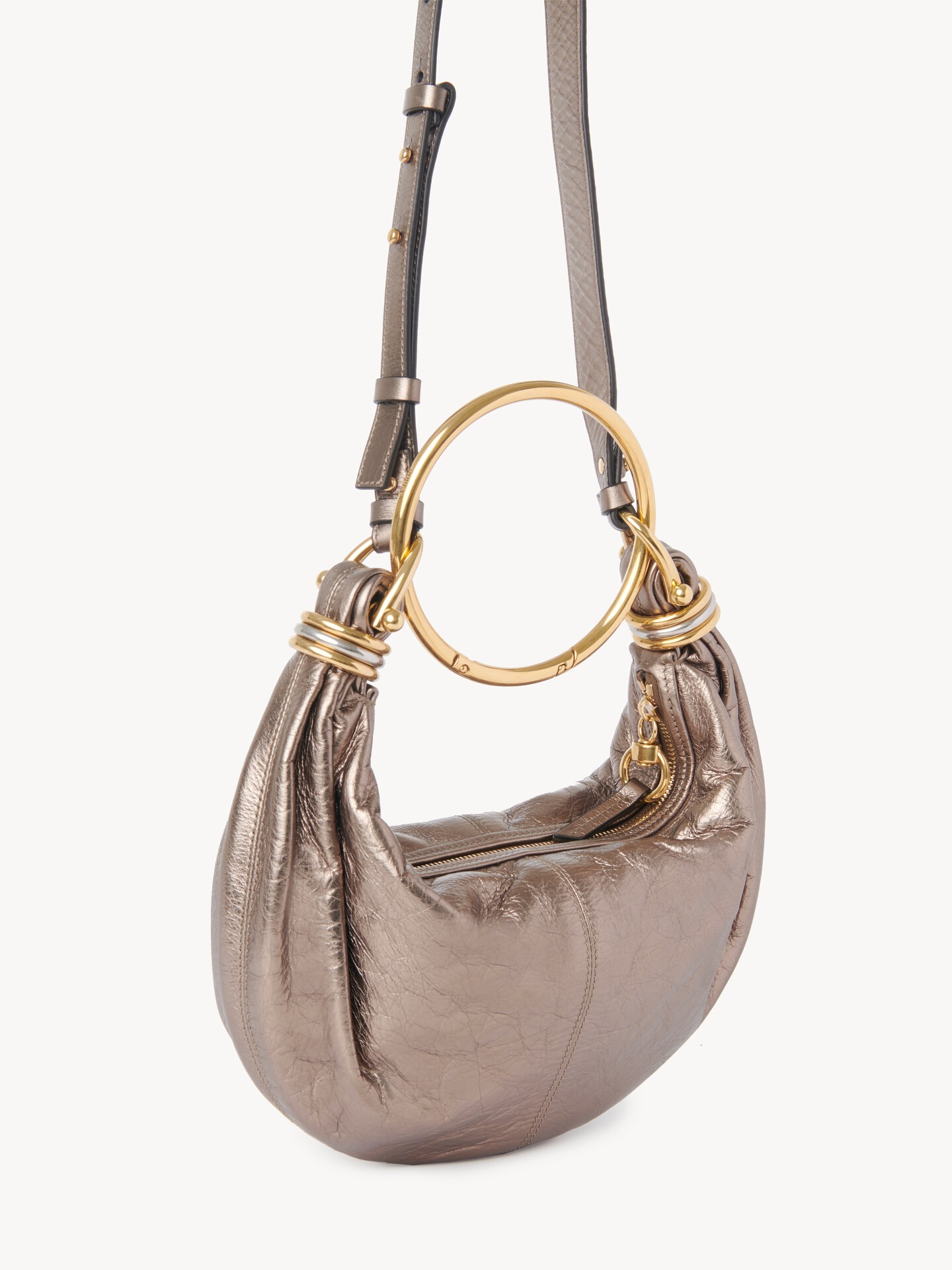 Small Bracelet Hobo bag in metallised leather - 7