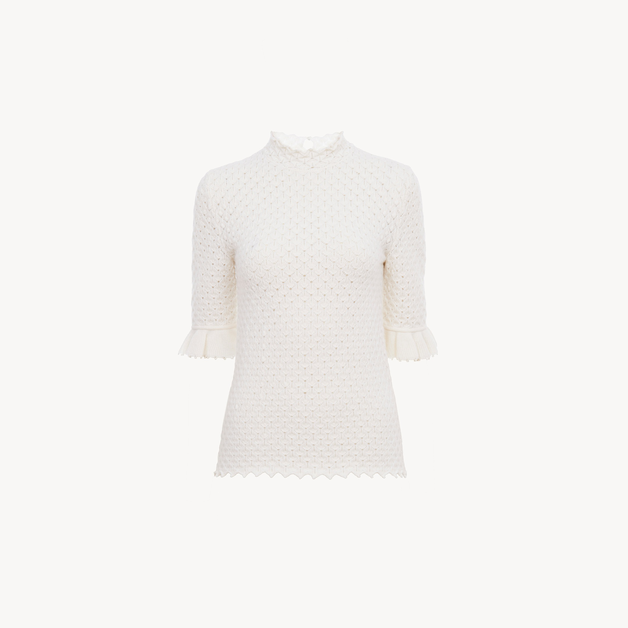 Short-sleeve sweater in wool & cashmere knit - 11