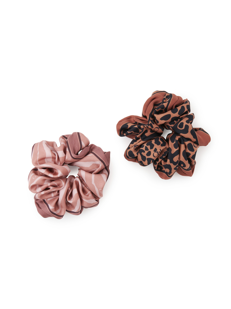 KUT3Animal-print scrunchies in silk