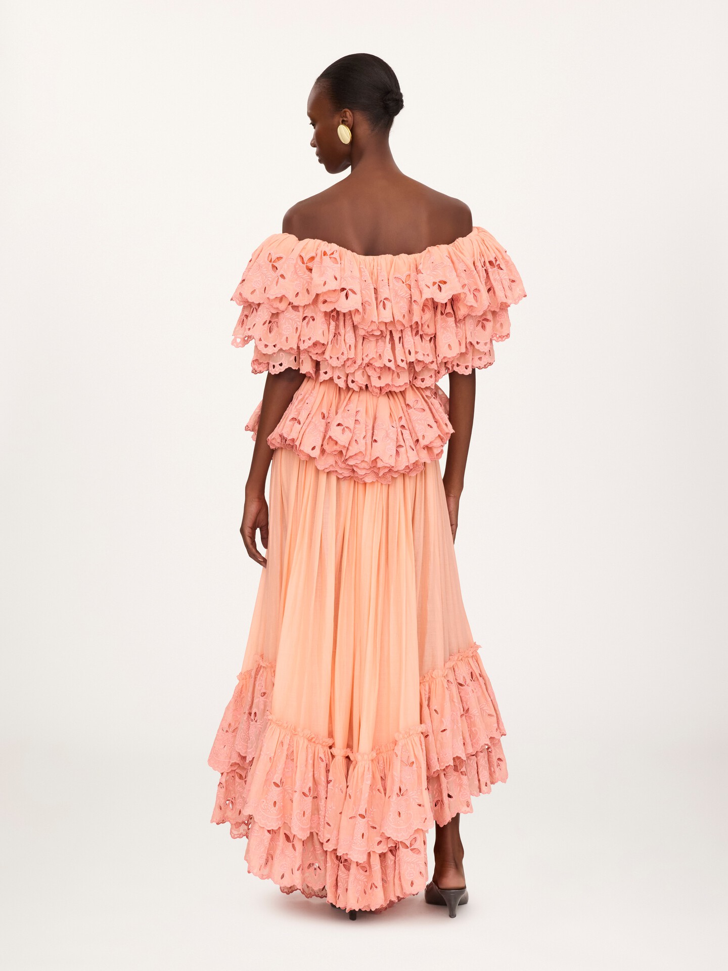 Long ruffled dress in cotton voile - 5