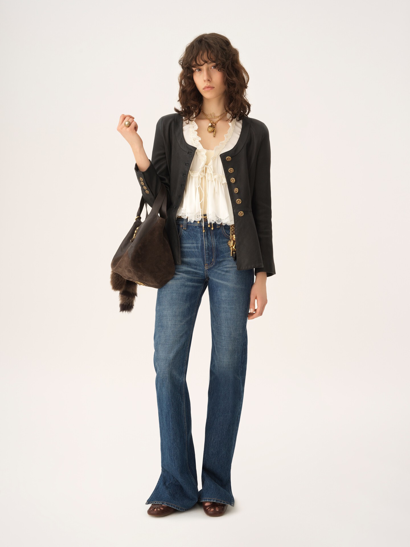 Peplum riding jacket in leather - 3