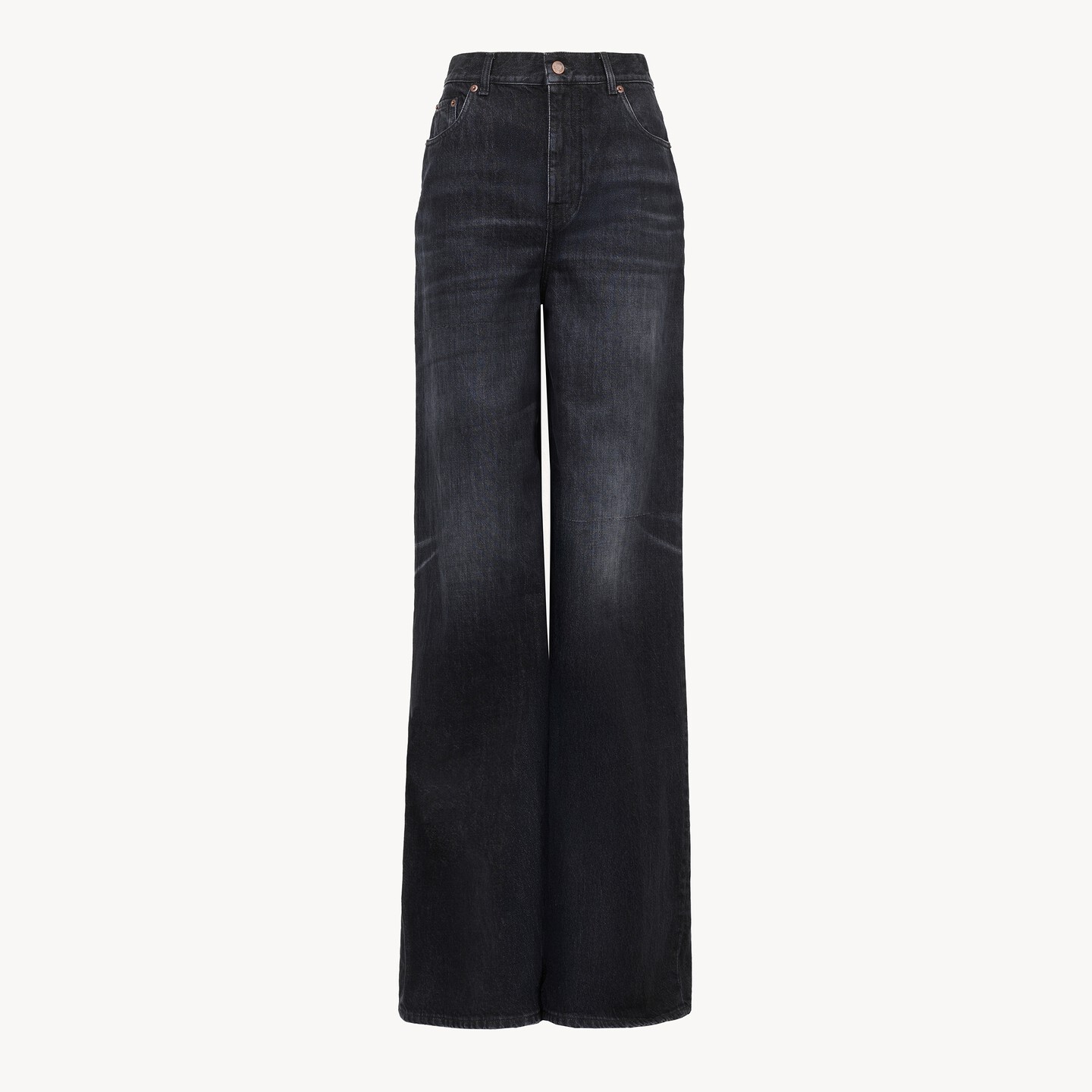 High-rise wide-leg jeans in denim - 8
