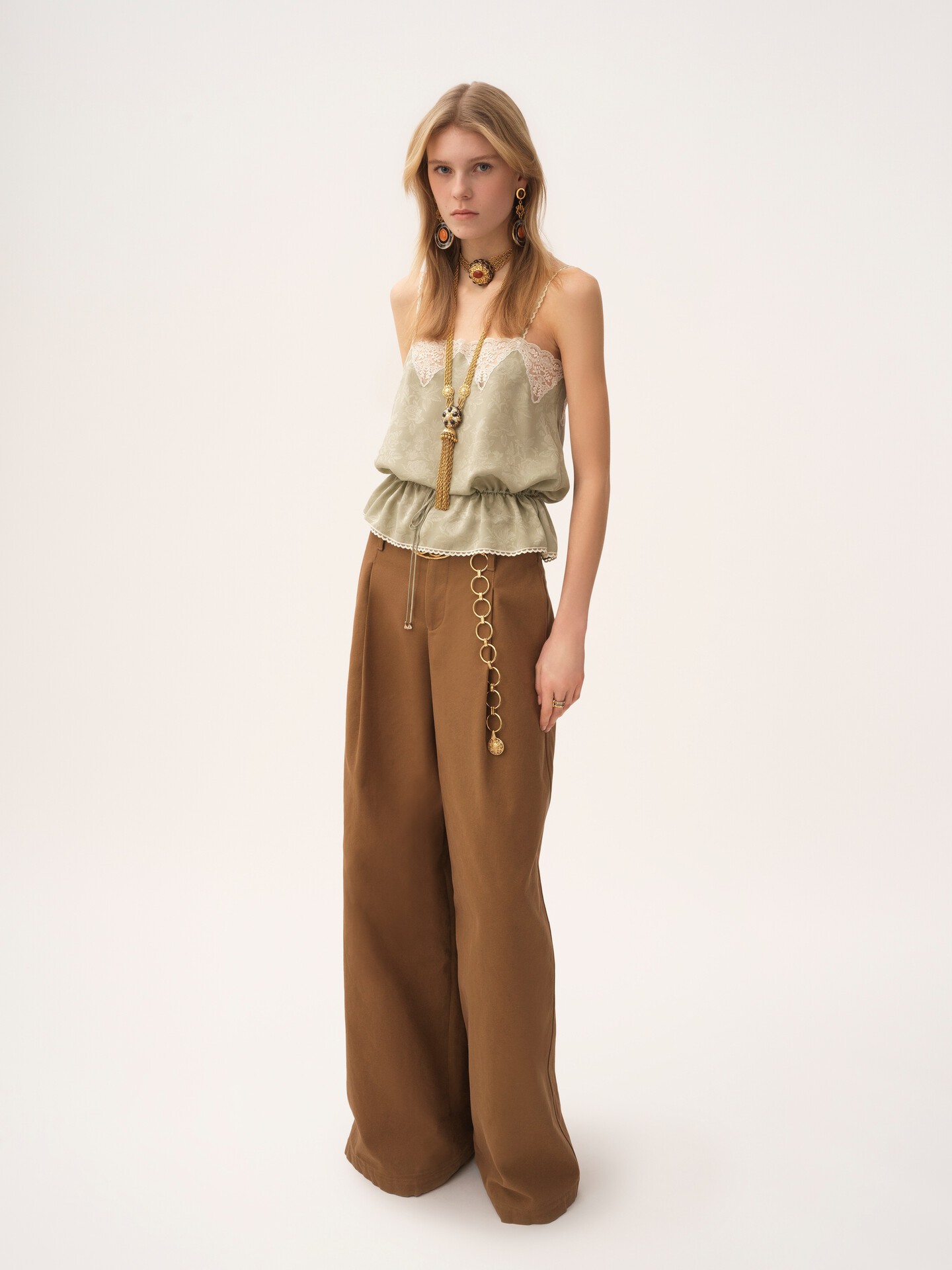 High-rise wide-leg pants in cotton canvas - 4