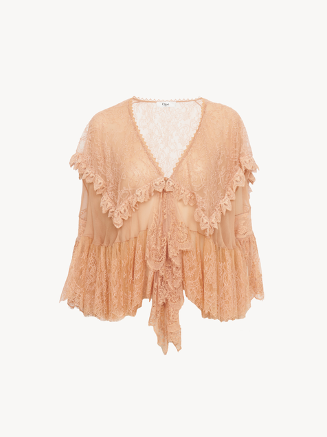Fluid top in silk lace