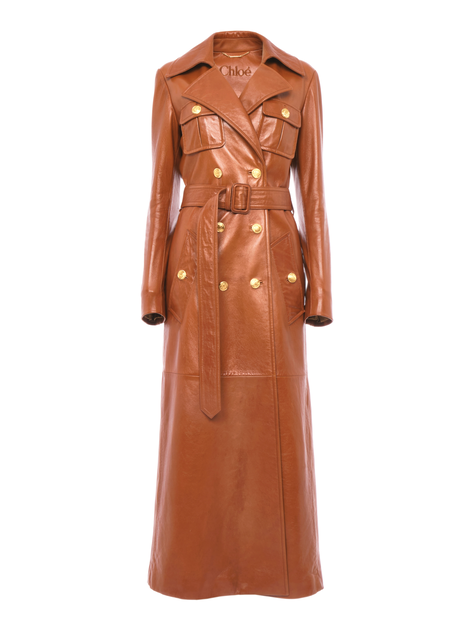 Utilitarian trench coat in soft leather