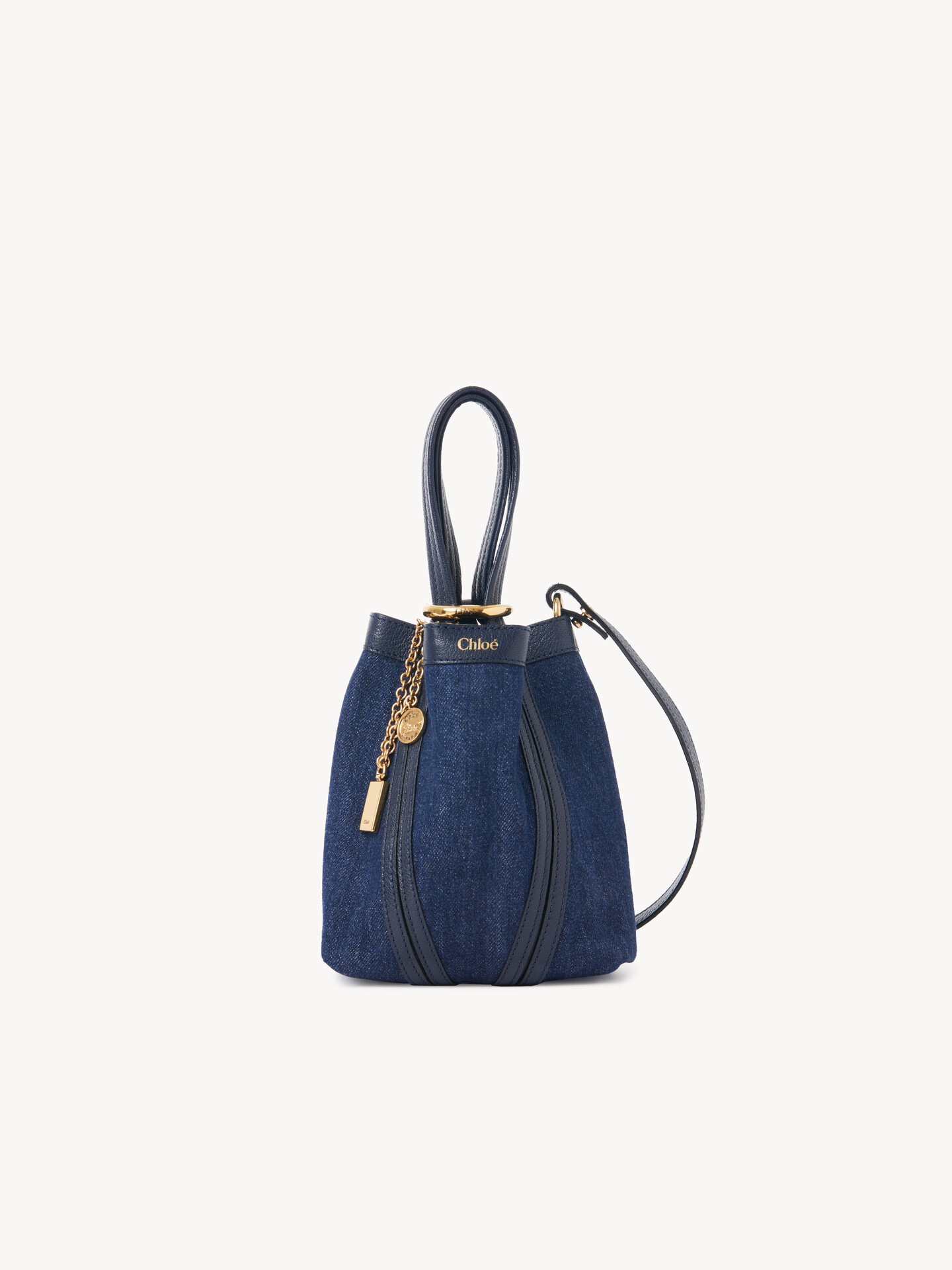 Small Chloé Spin tote bag in denim - 8