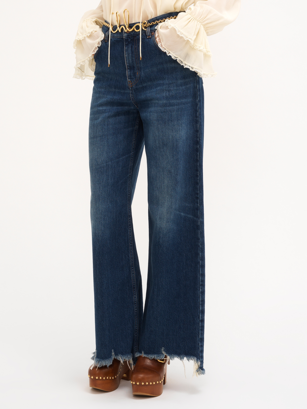 Cropped wide-leg jeans in denim - 4