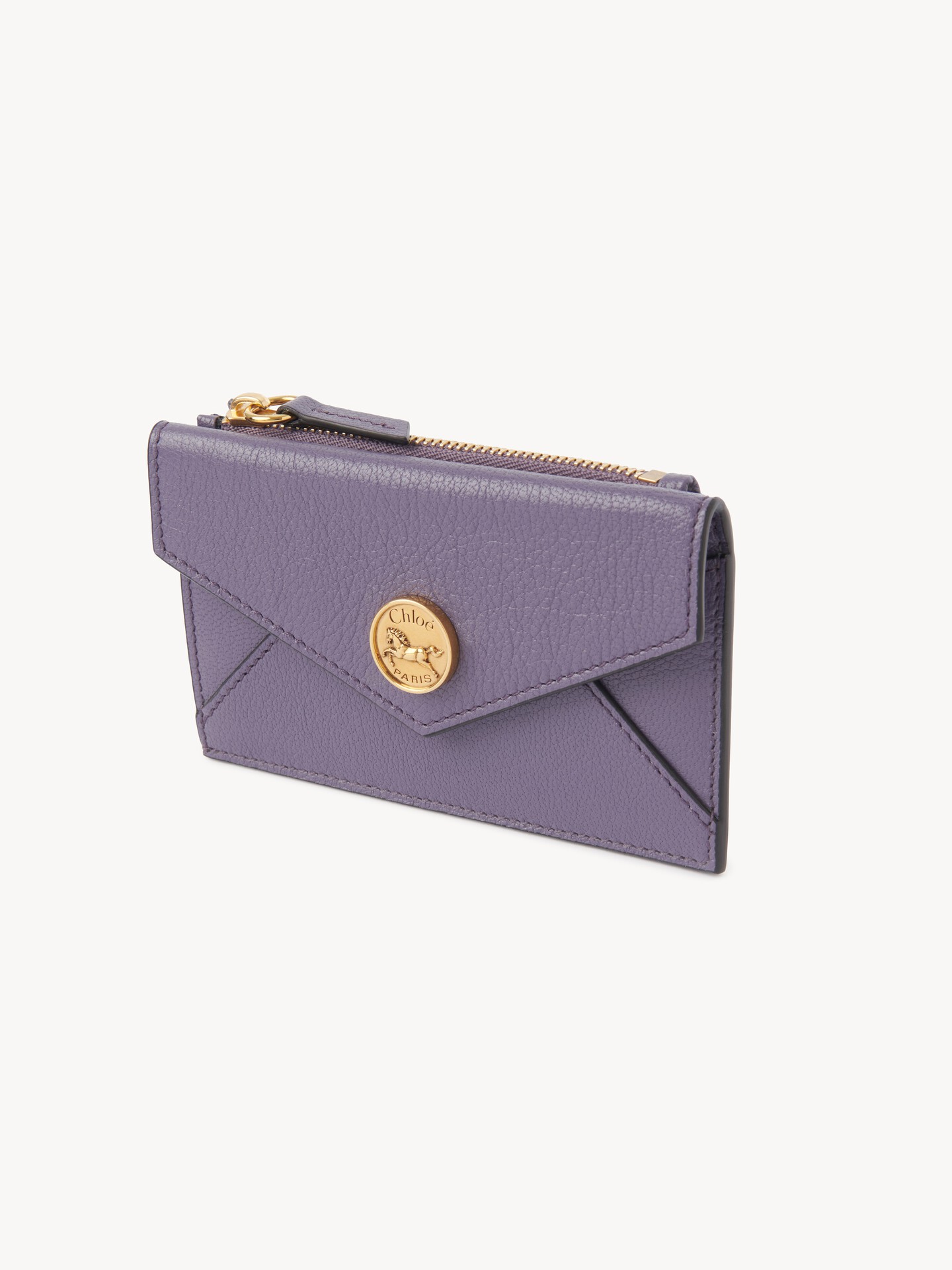 Small Envelope purse with card slots in grained leather - 3