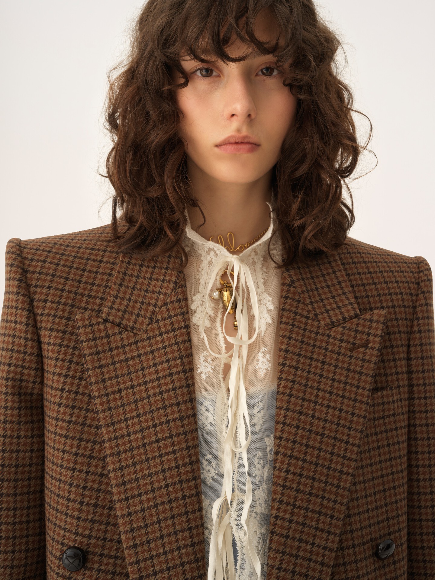 Tailored double-breasted jacket in houndstooth wool - 9
