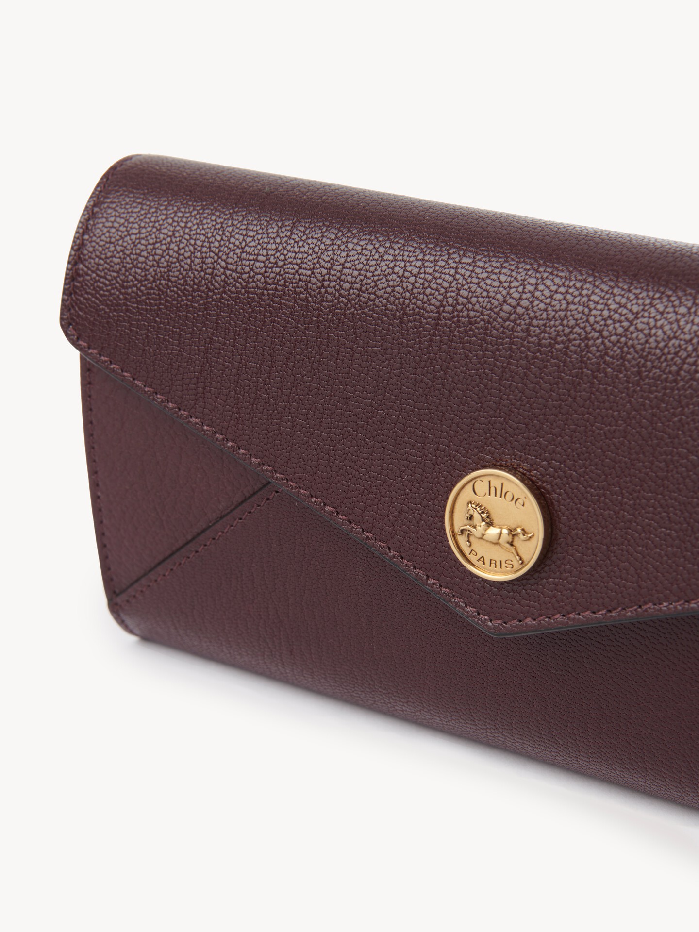 Envelope long wallet with flap in grained leather - 6