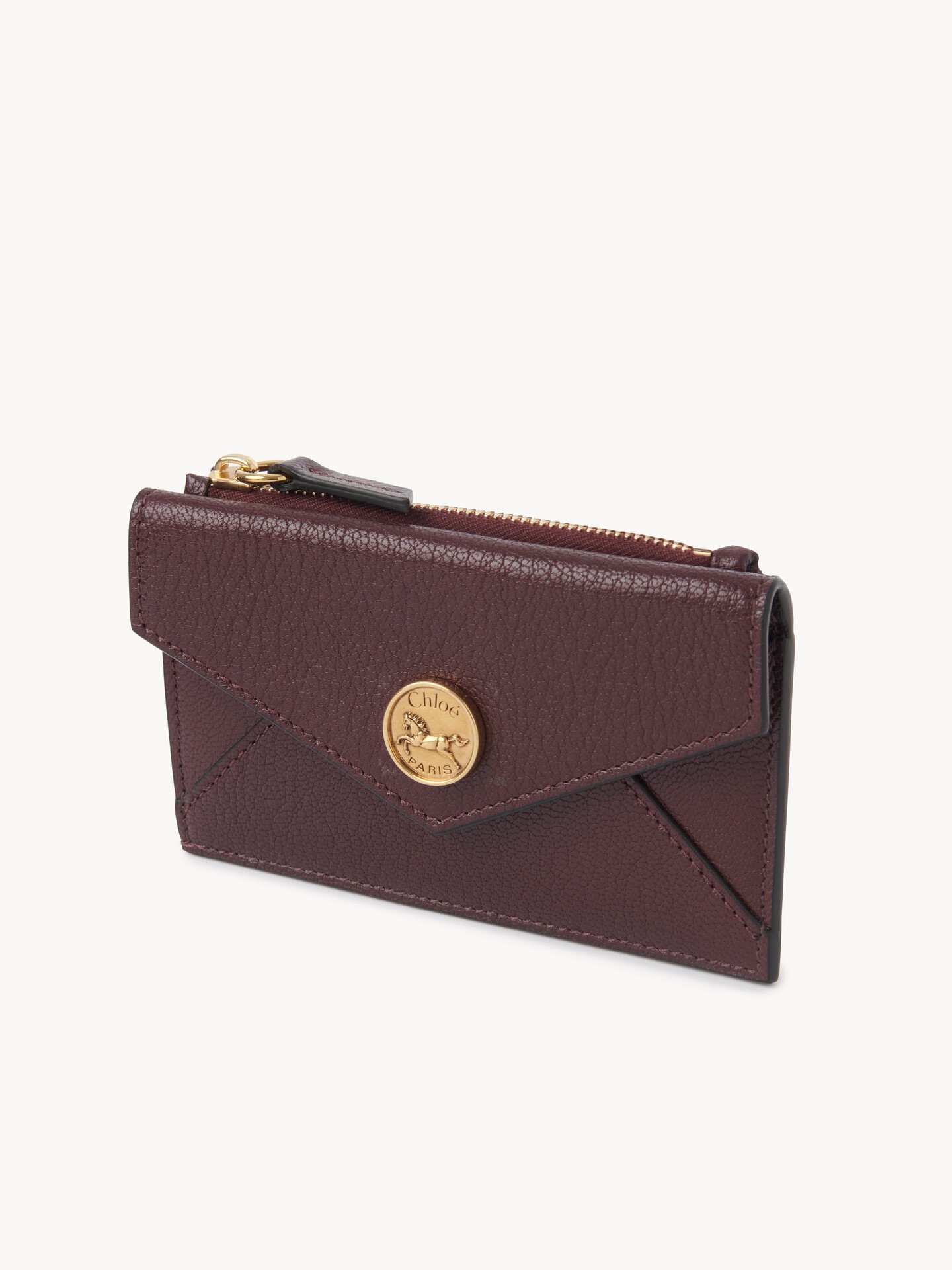 Small Envelope purse with card slots in grained leather - 3