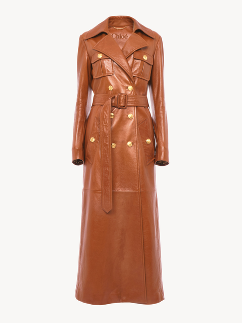 Utilitarian trench coat in soft leather