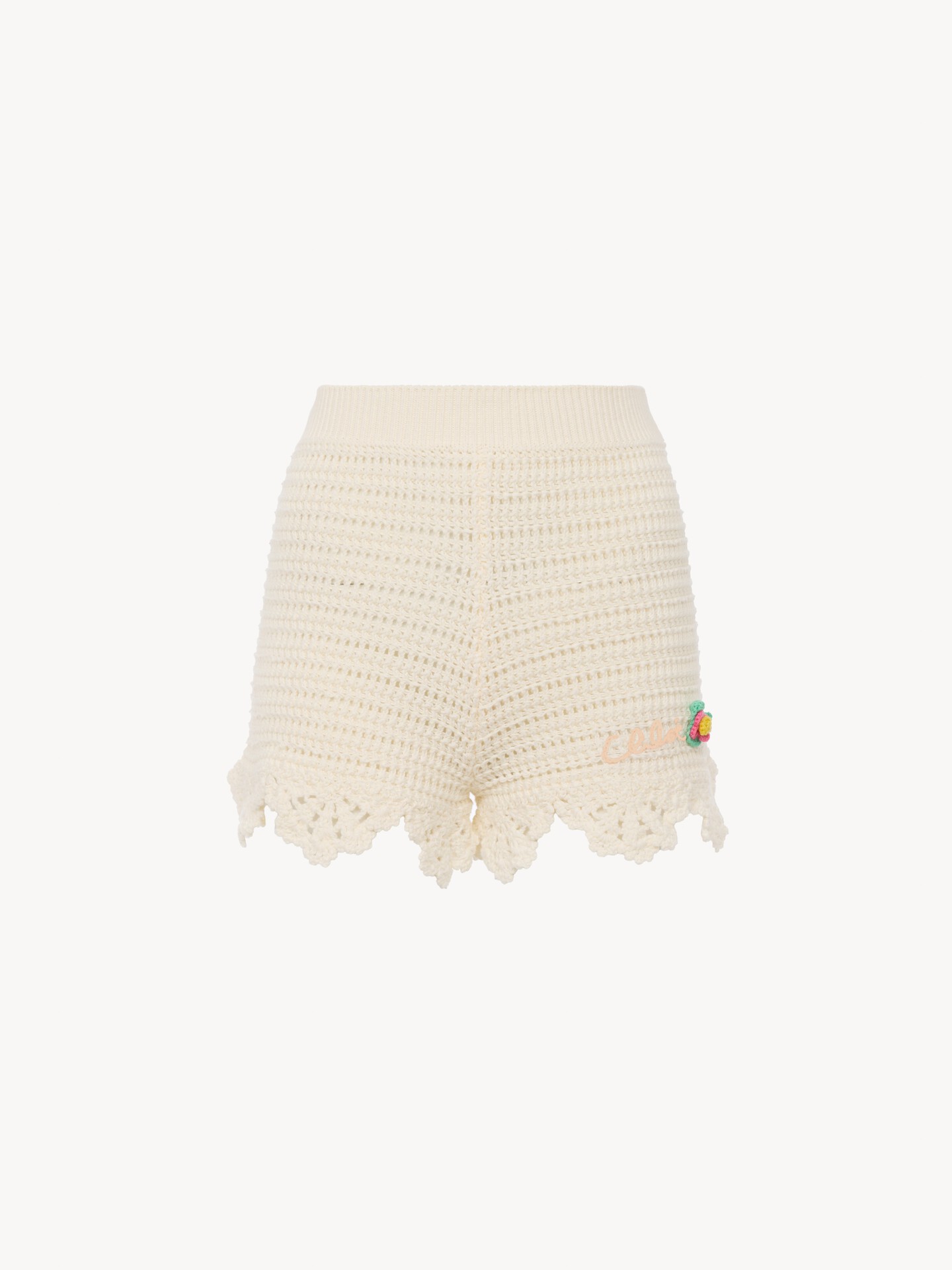 High-waisted logo mini shorts in crochet - 2