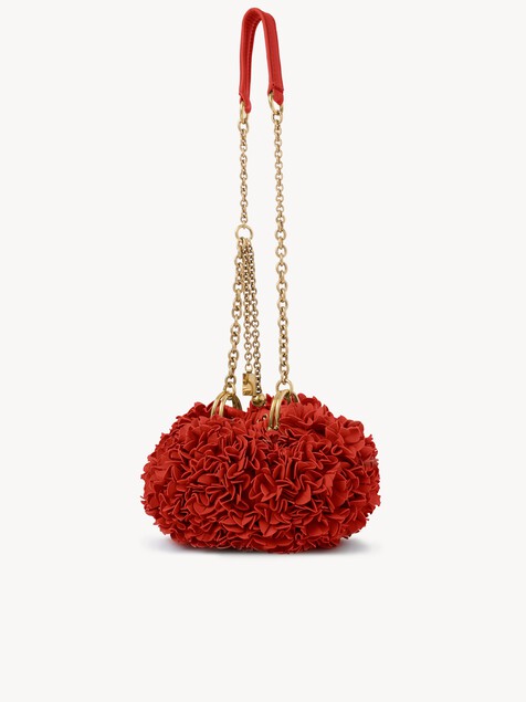 Chlo&eacute; Pliss&eacute; shoulder bag with chain in leather with flowers