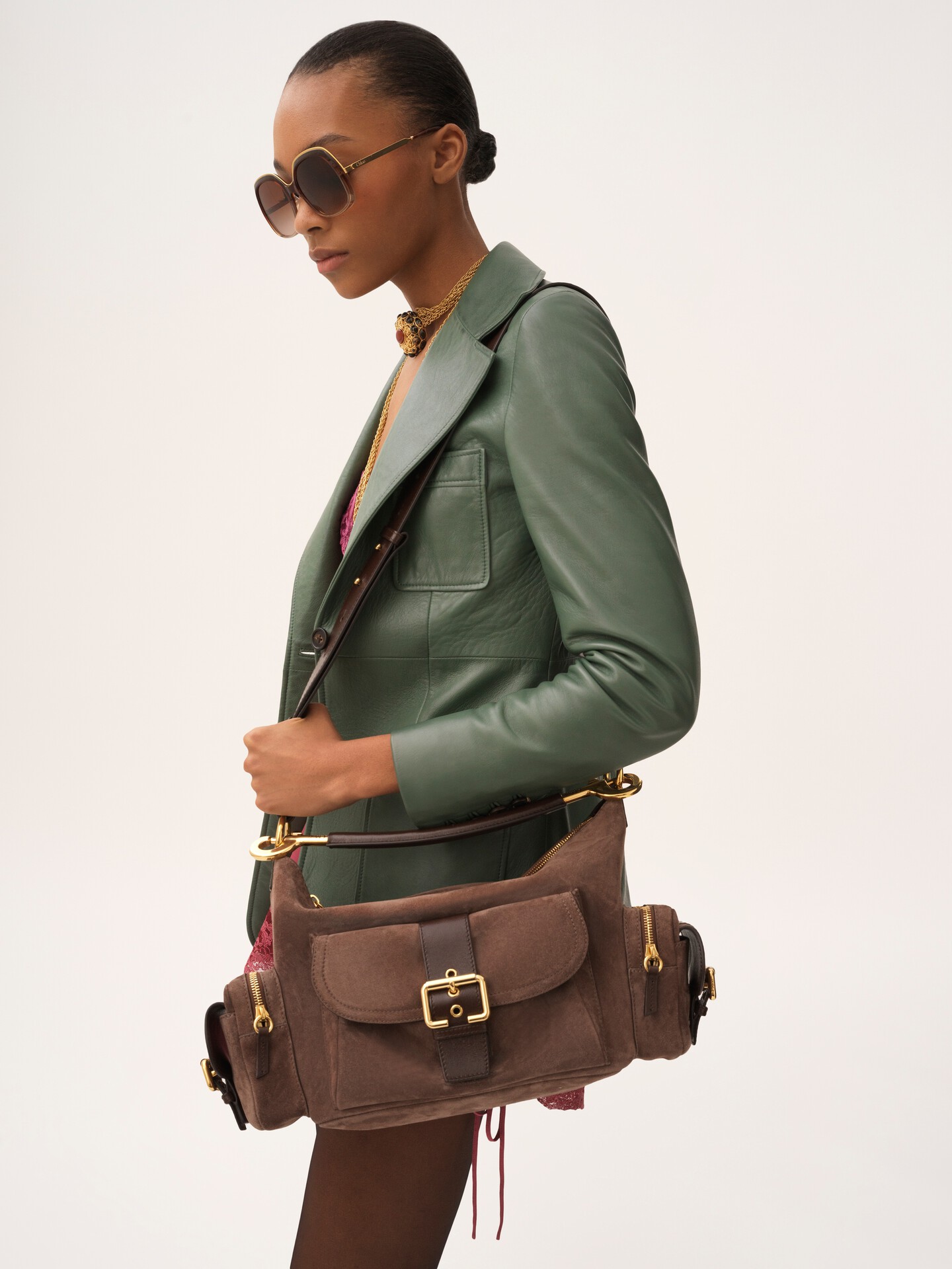 Camera bag in suede leather - 9
