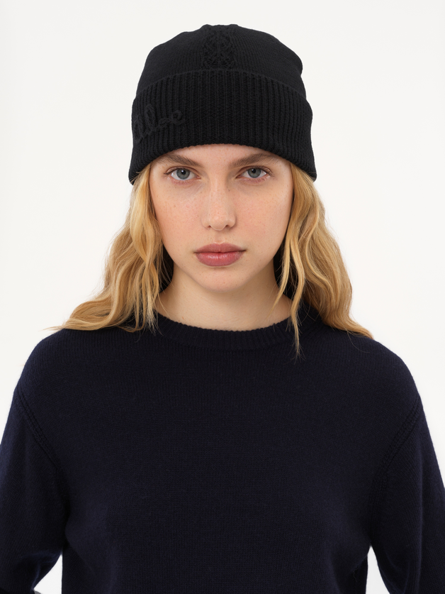 The Chloé Lace Knit beanie in wool & lace jacquard - 13