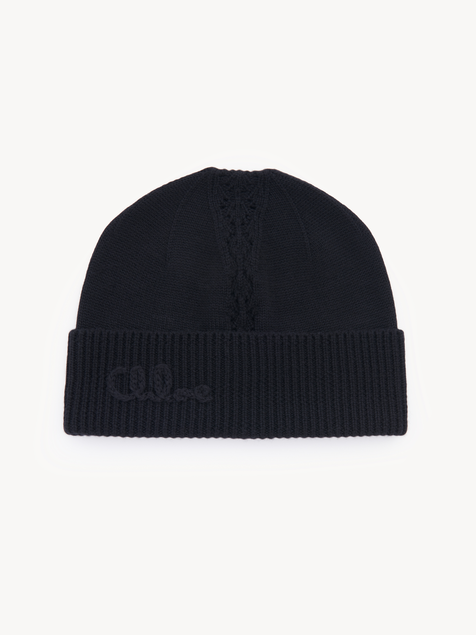 KUT3The Chloé Lace Knit beanie in wool & lace jacquard