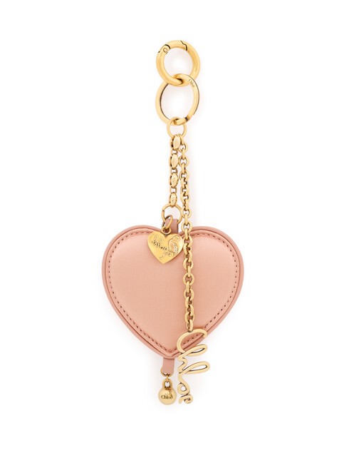 Chlo&eacute; Symbols Heart key ring bag charm in satin & brass