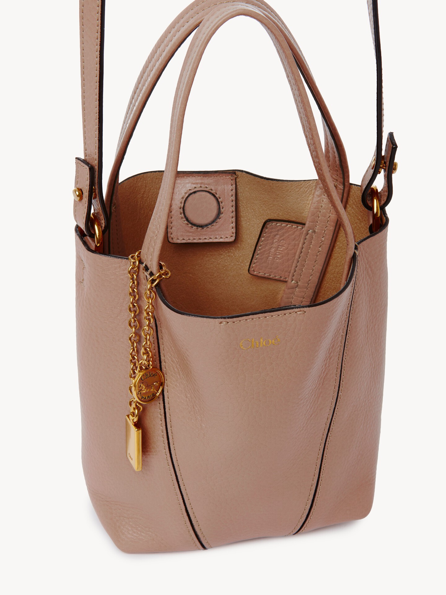 Small Chloé Spin tote bag in grained leather - 3