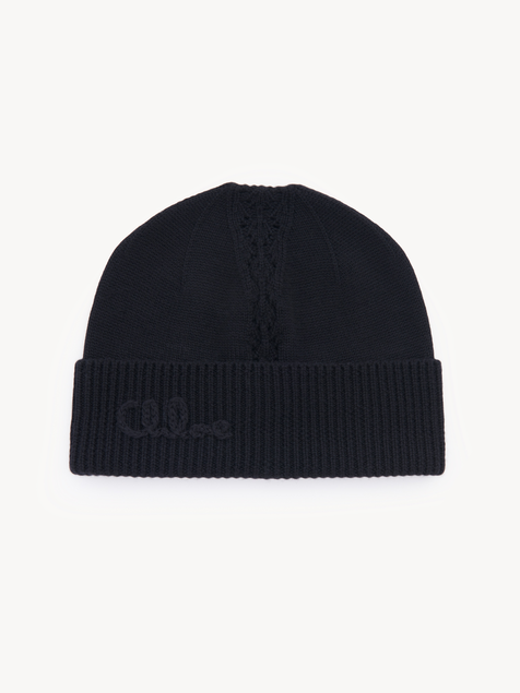 The Chloé Lace Knit beanie in wool & lace jacquard