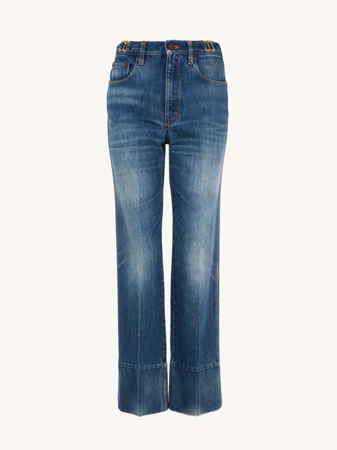Straight cropped jeans in denim