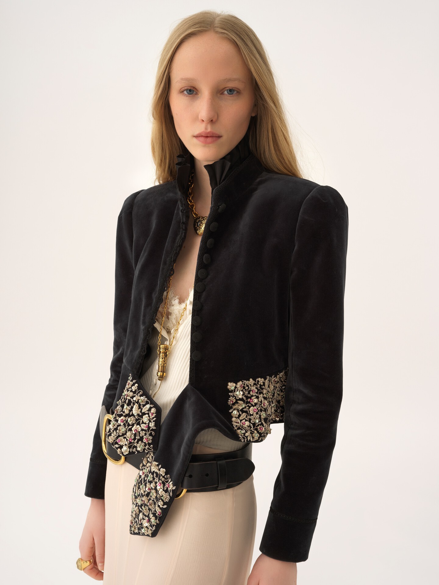 Fitted Spencer jacket in velvet - 4