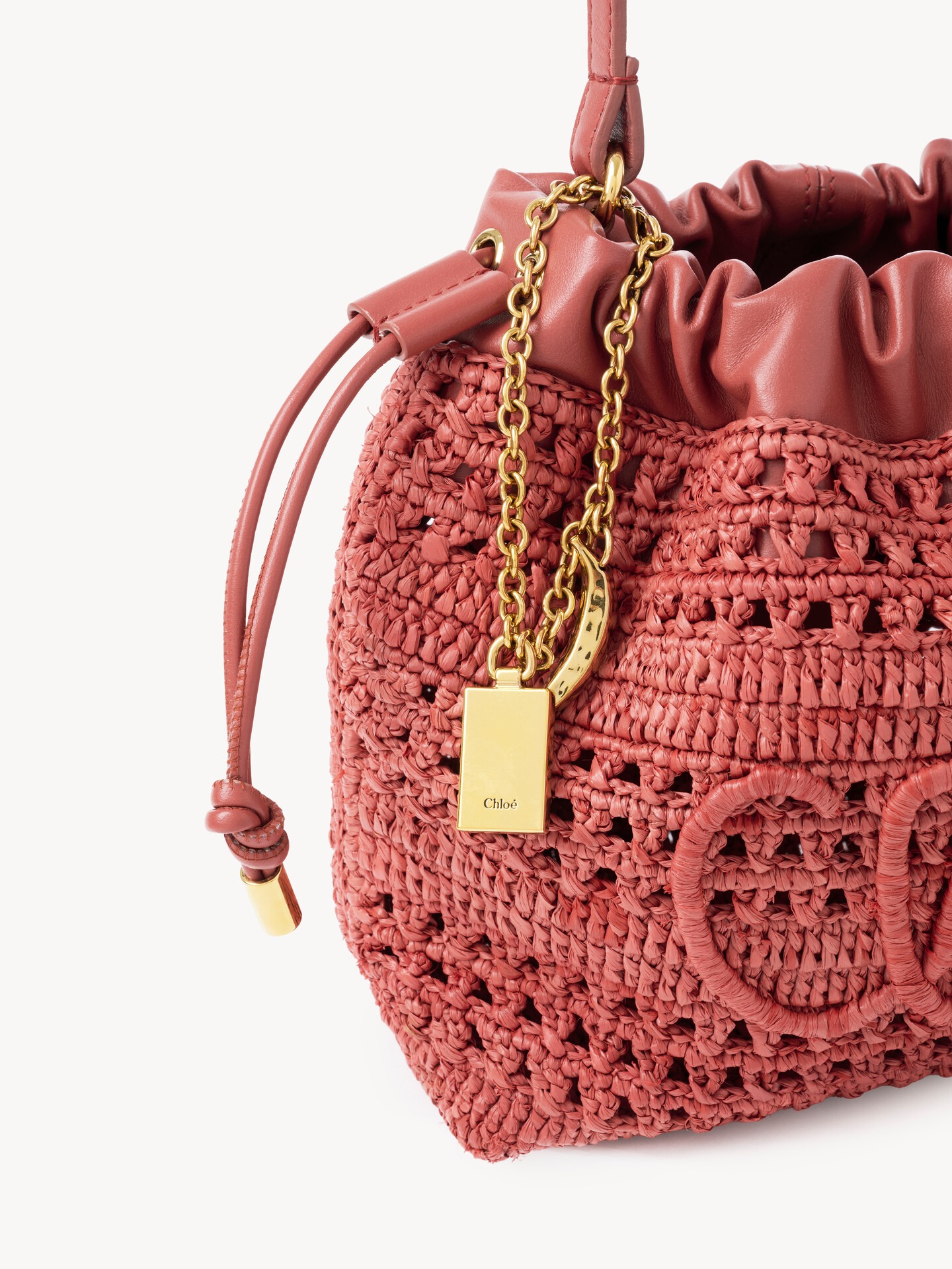 Mini Summer Banana drawstring shoulder bag in raffia - 7