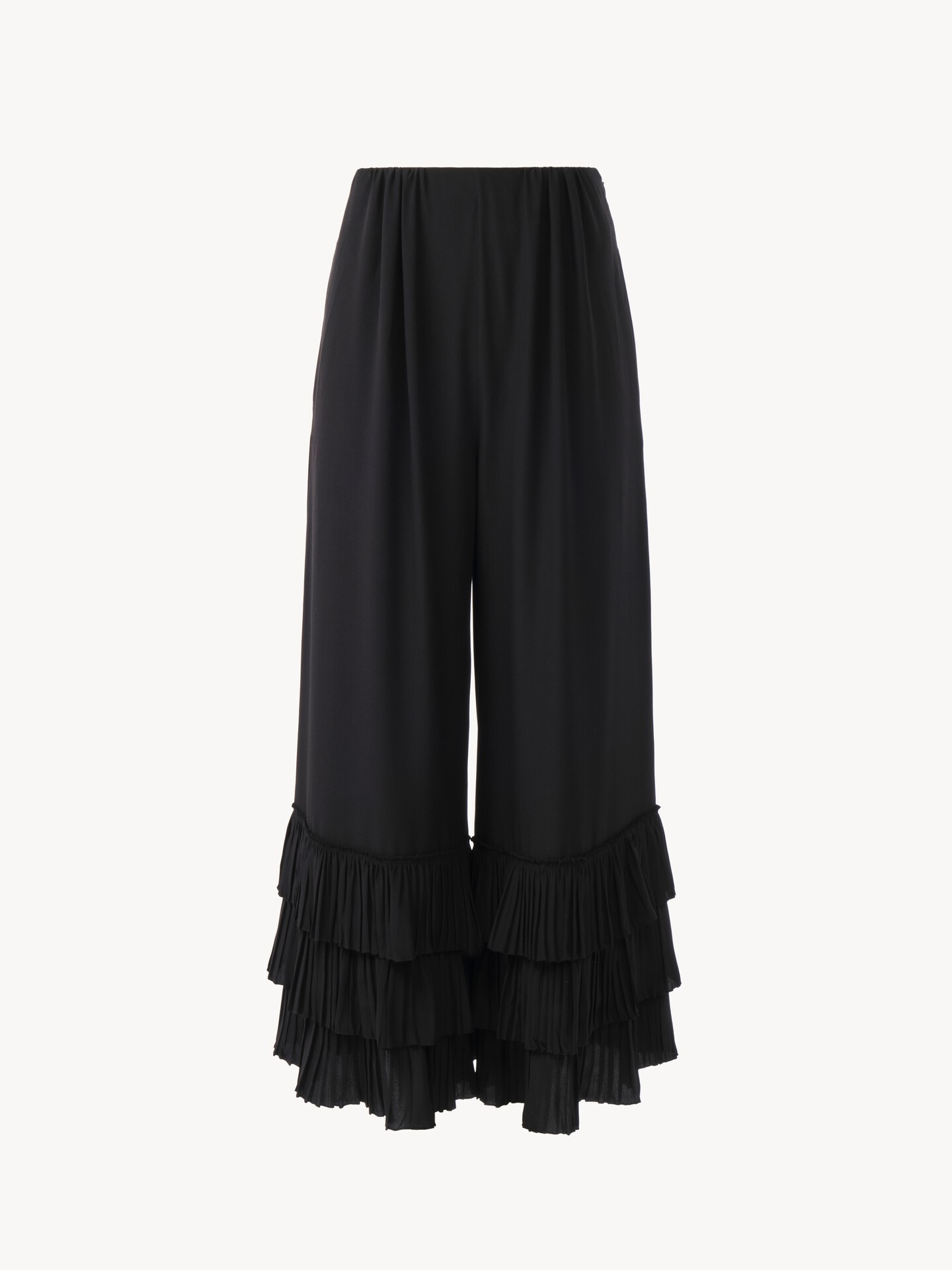 Fluid wide-leg pants in cr&ecirc;pe de chine - 2