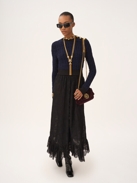 Boxy mock-neck jumper in a wool & silk knit
