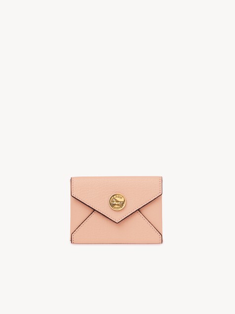 Envelope card holder in grained leather
