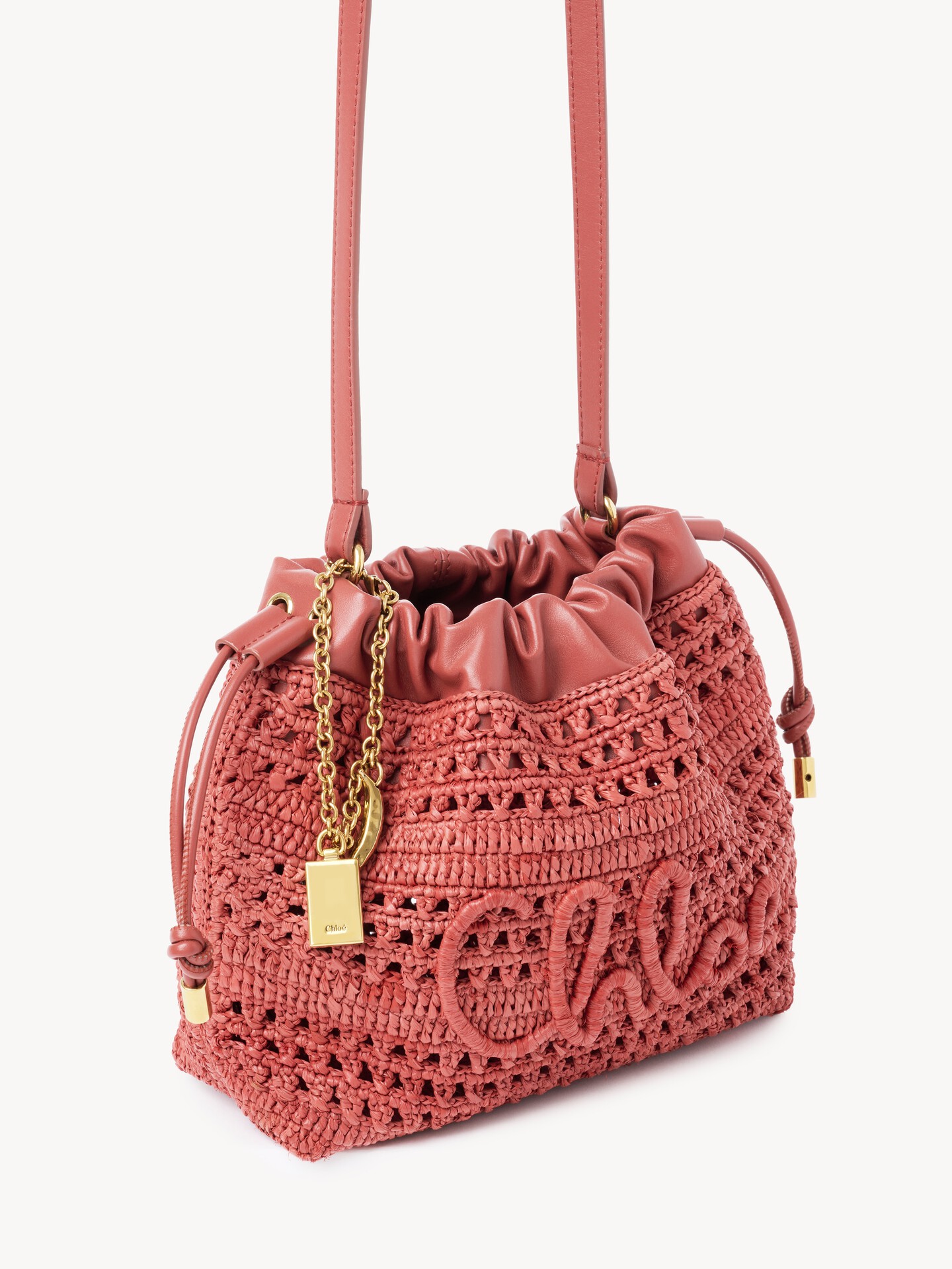 Mini Summer Banana drawstring shoulder bag in raffia - 4