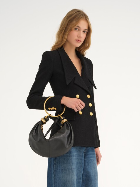 Small Bracelet Hobo bag in grained leather
