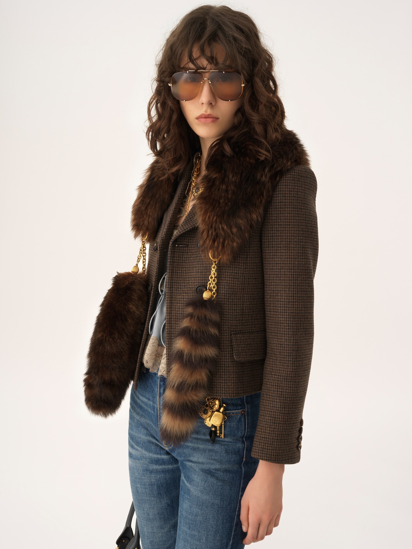 Double-breasted fitted jacket in houndstooth wool - 4