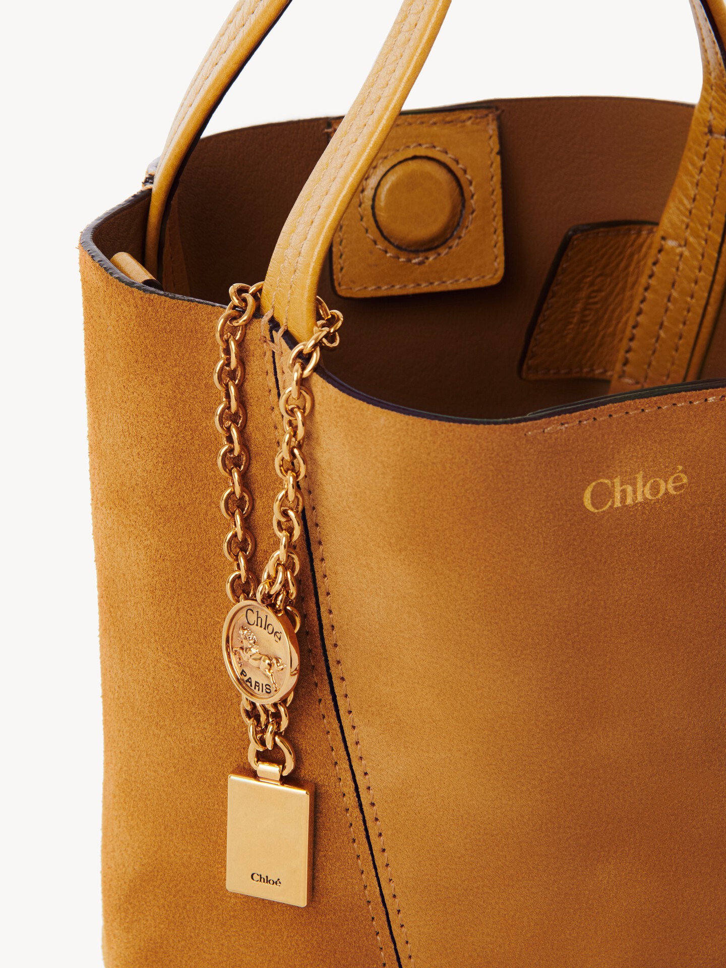Small Chloé Spin tote bag in suede leather - 7