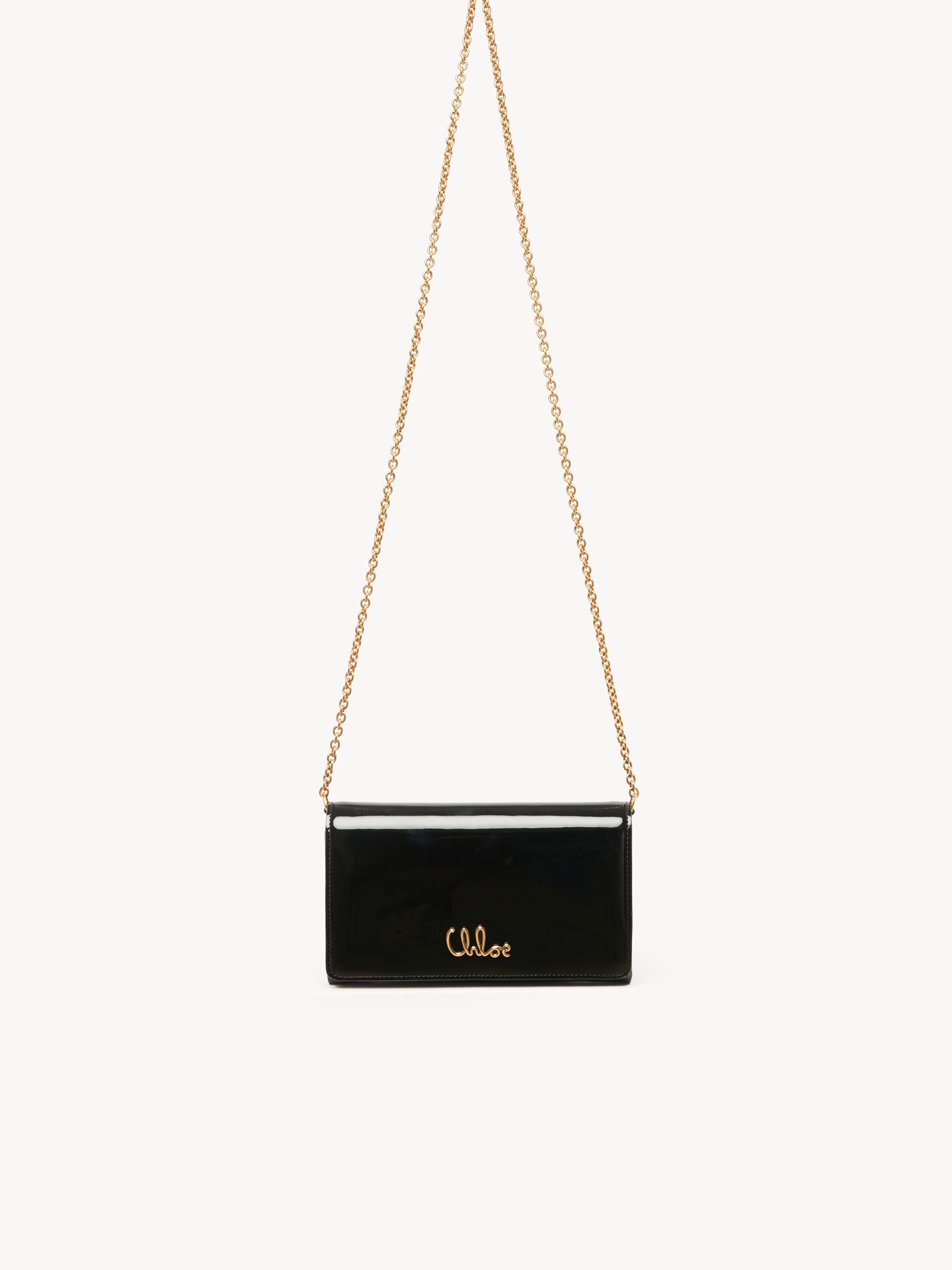 Chlo&eacute; Iconic flap wallet on chain in patent leather - 1