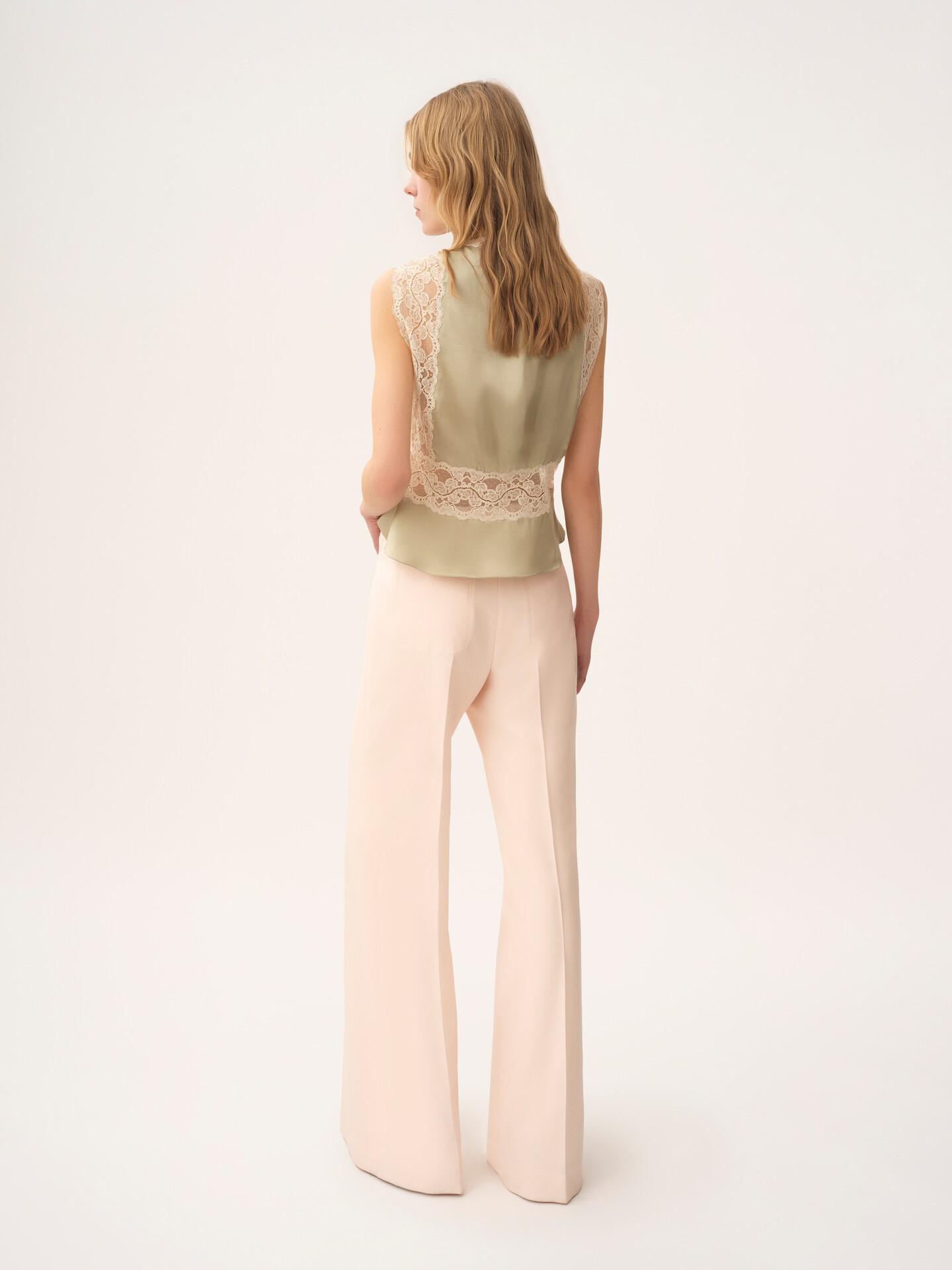 High-rise flared trousers in wool gabardine - 5