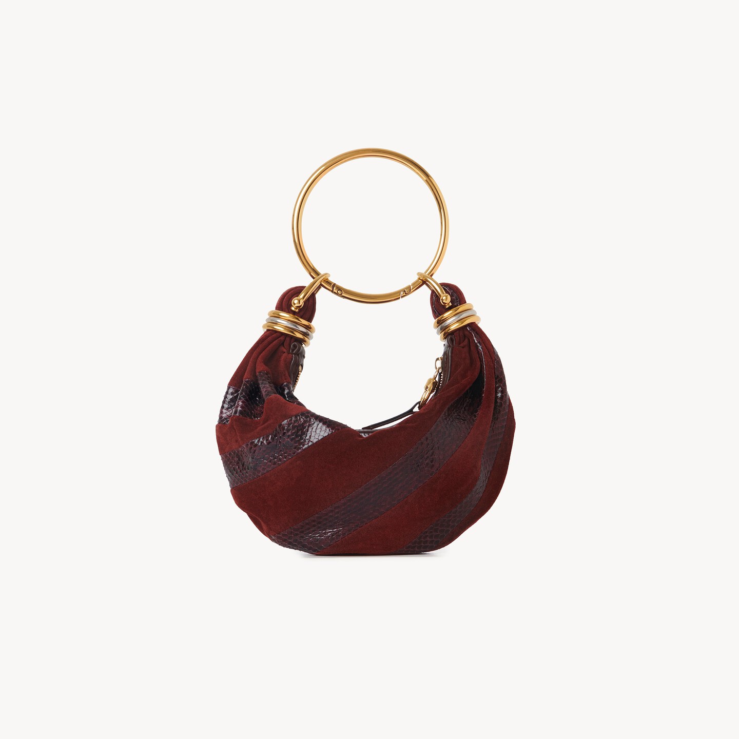 Mini Bracelet Hobo bag in suede leather & snakeskin - 10