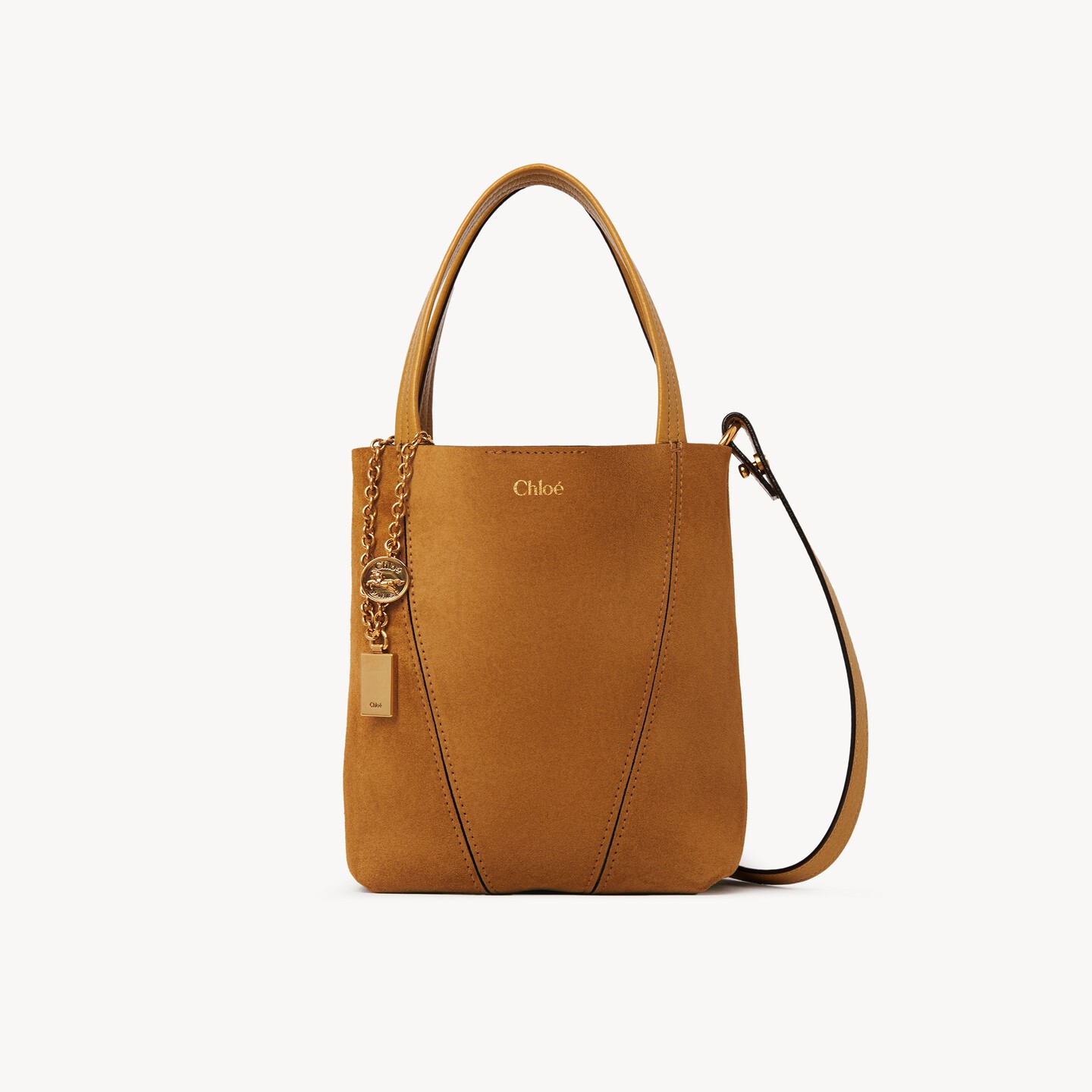 Small Chloé Spin tote bag in suede leather - 9