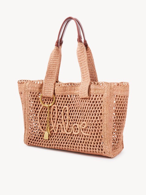 Summer Banana east-west tote bag in raffia