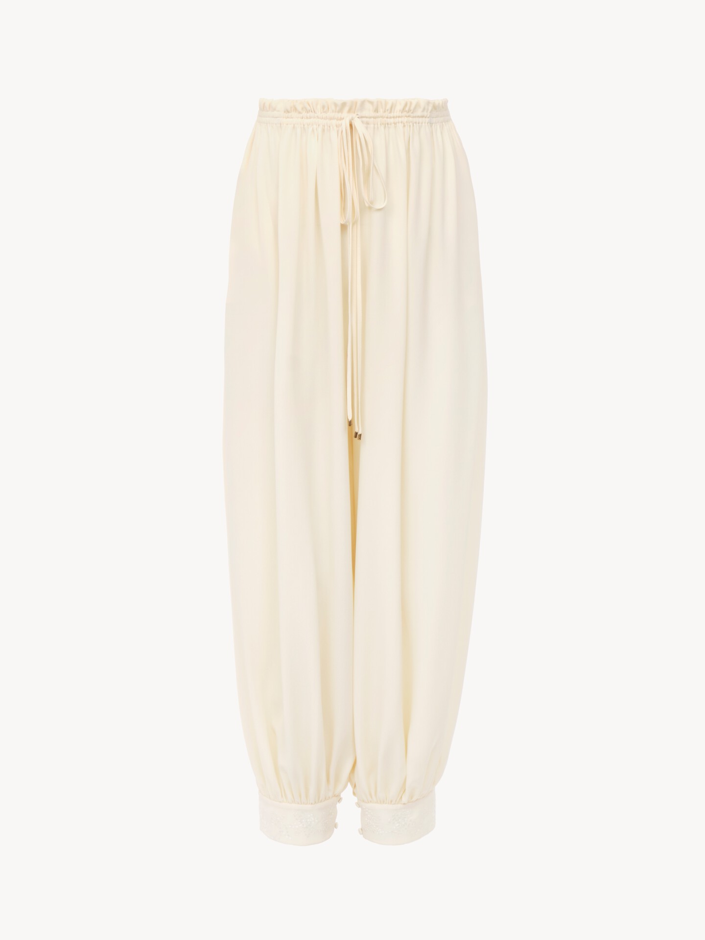 Cropped fluid pants in crêpe de chine - 1