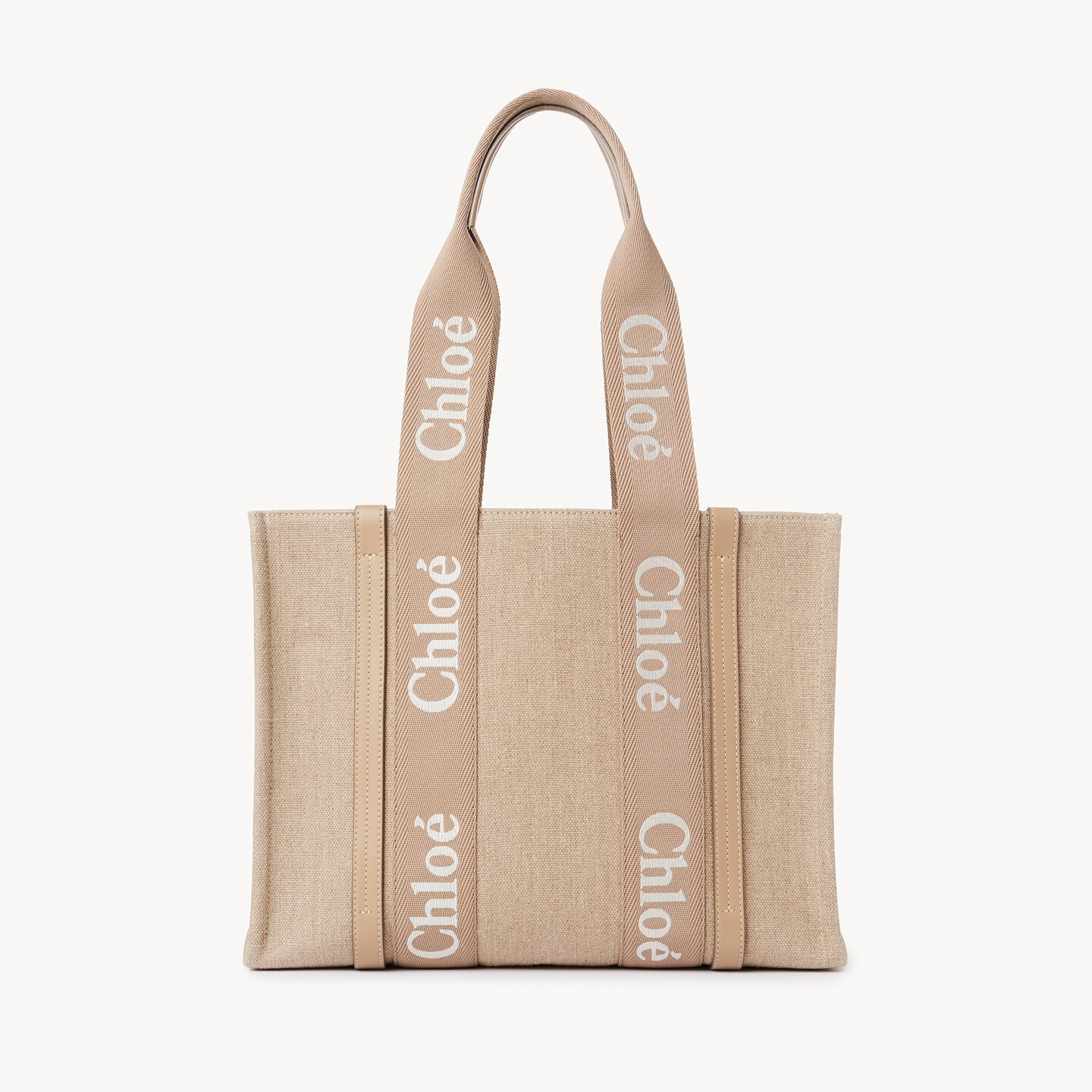 Woody tote bag in linen & leather - 9