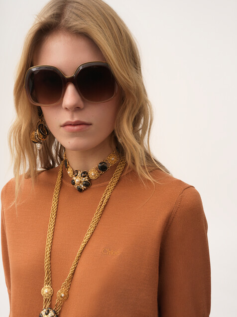 Short-sleeve logo jumper in a fine merino wool knit