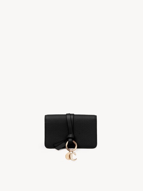Alphabet card holder in grained leather